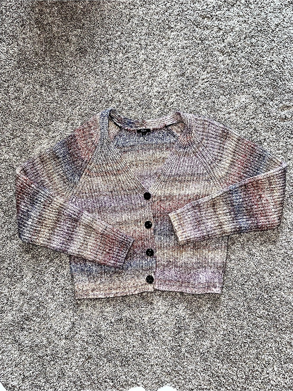 Rails Josie Amethyst Space Dye Cardigan Large Button V Neck Cozy Chunky Knit